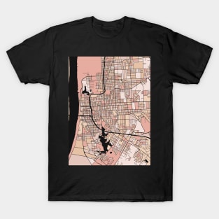 Baton Rouge Map Pattern in Soft Pink Pastels T-Shirt